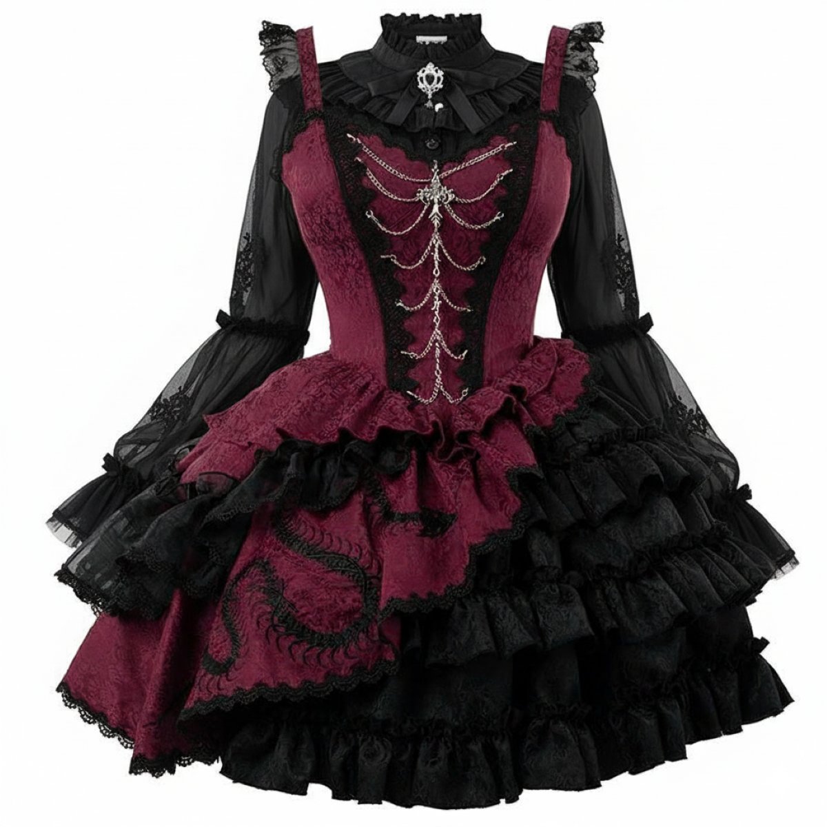 Gothic x China Asymmetrical Jumper Skirt