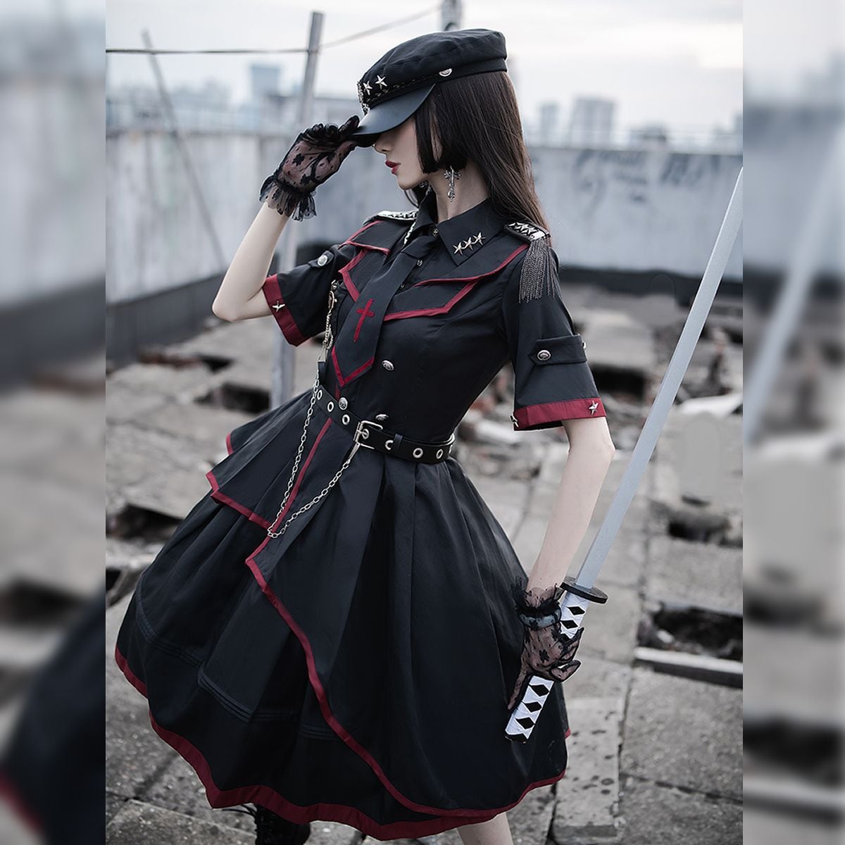 Asymmetrical Military Lolita Dress