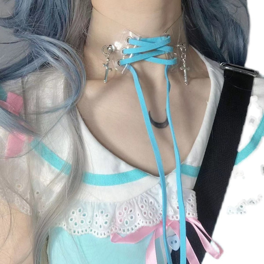 Jirai-kei Lace-Up Choker