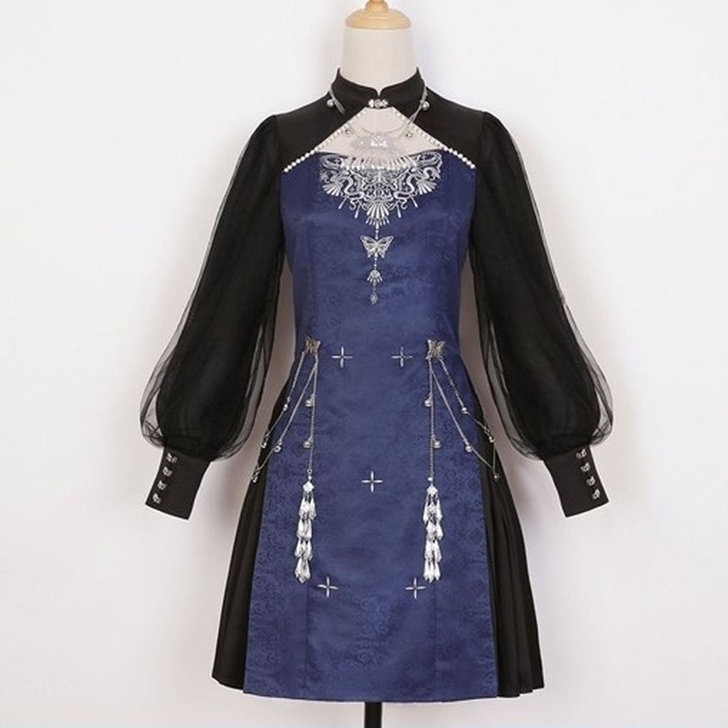 Chinese-Inspired Embroidered Jewel Dress