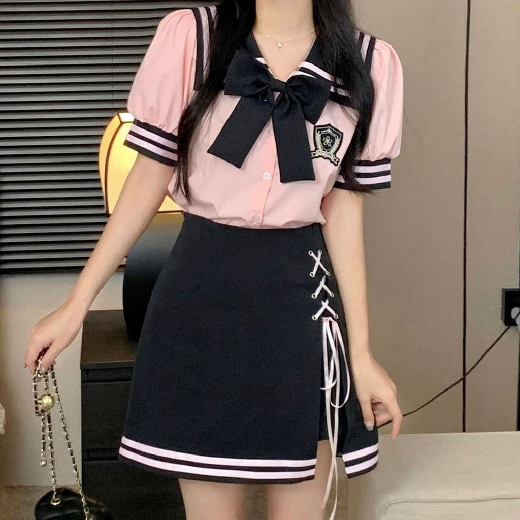 Sailor Collar Short Sleeve Set up