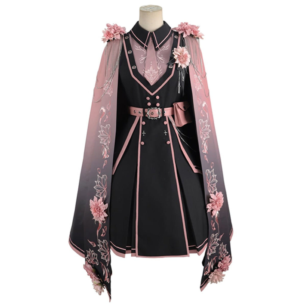 Pink and Black Military Lolita Dress Set
