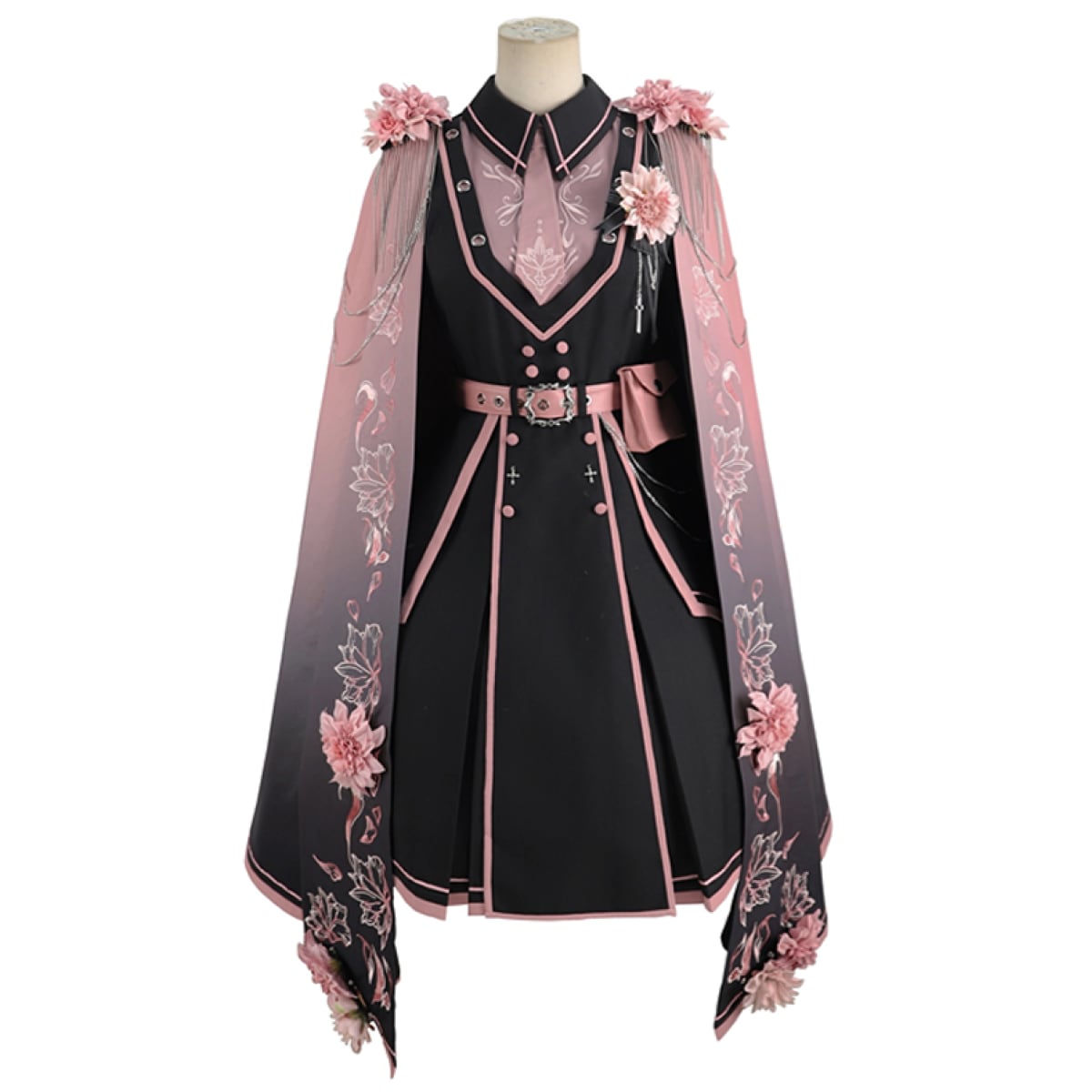 Pink and Black Military Lolita Dress Set