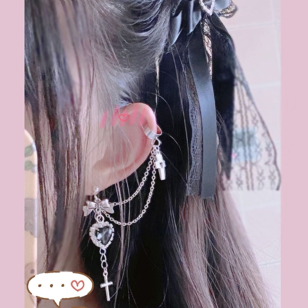 Jirai-kei Style Cross Chain Earrings