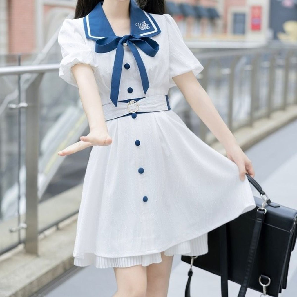 White Sailor Collar Dress