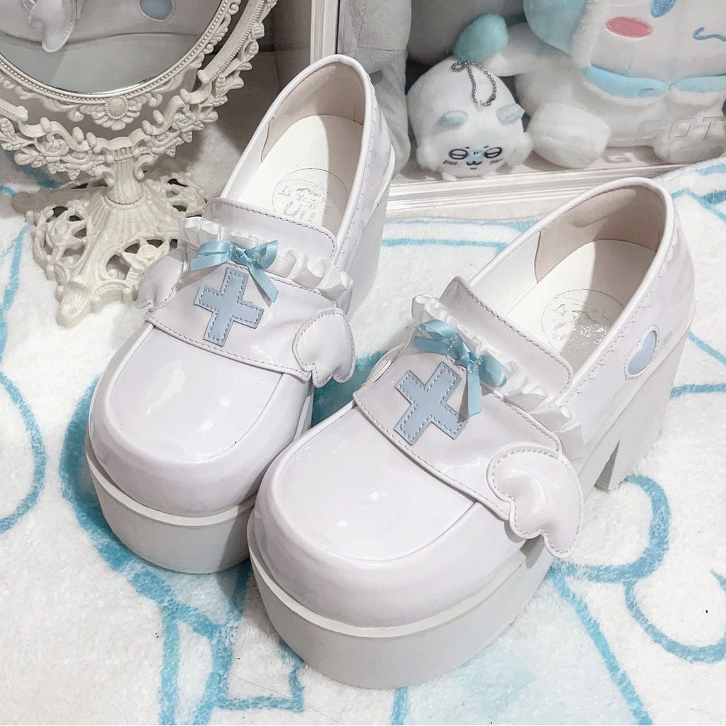 Heavenly Bow-Cross High-Sole Shoes