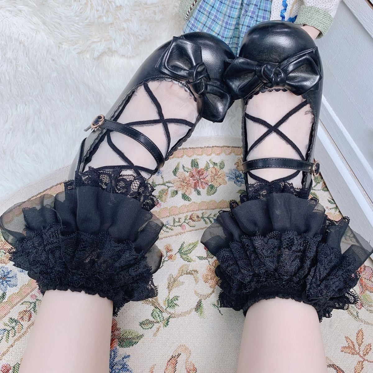 Elegant Black Frill Socks
