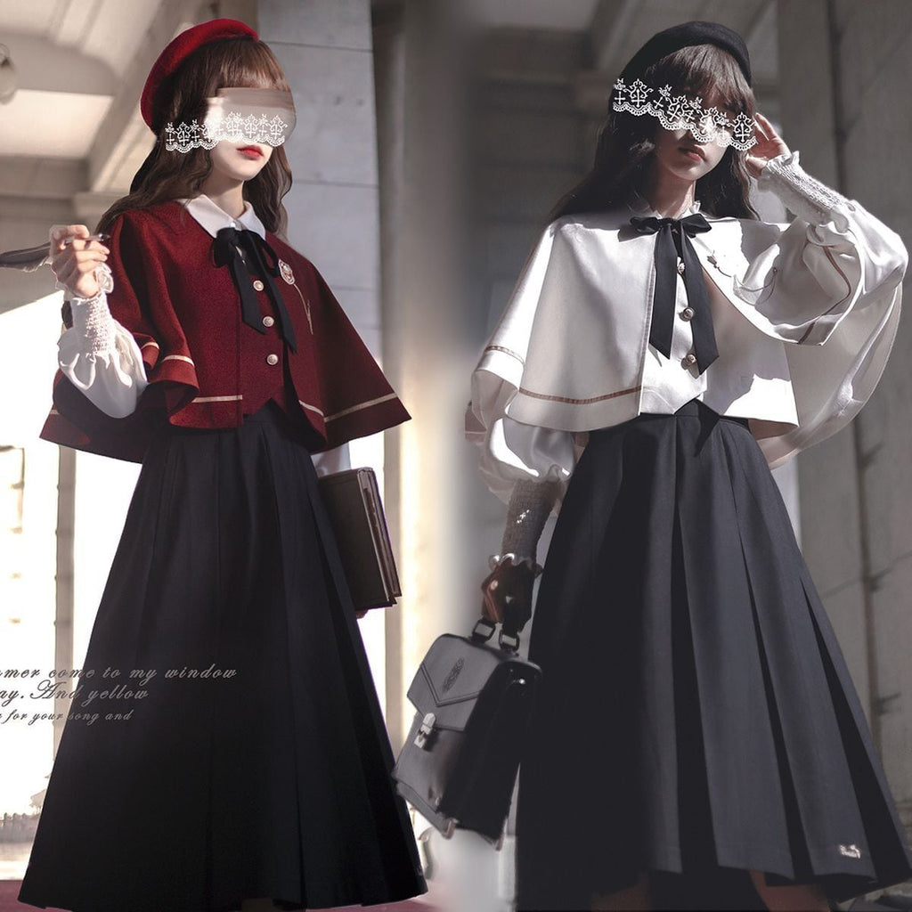Elegant Long Skirt and Cape Ensemble