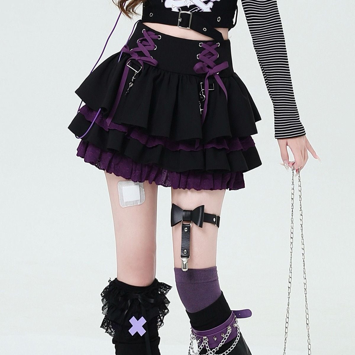 Jirai-kei Lace-Up Mini Skirt