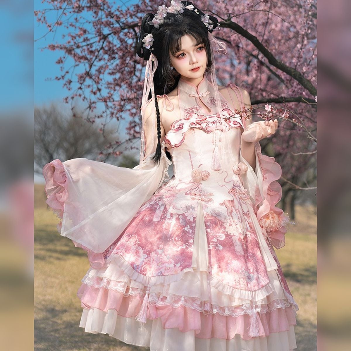 Cherry Blossom Chinese-Inspired Dress