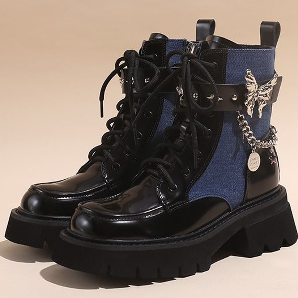 Butterfly Strap Chain Boots