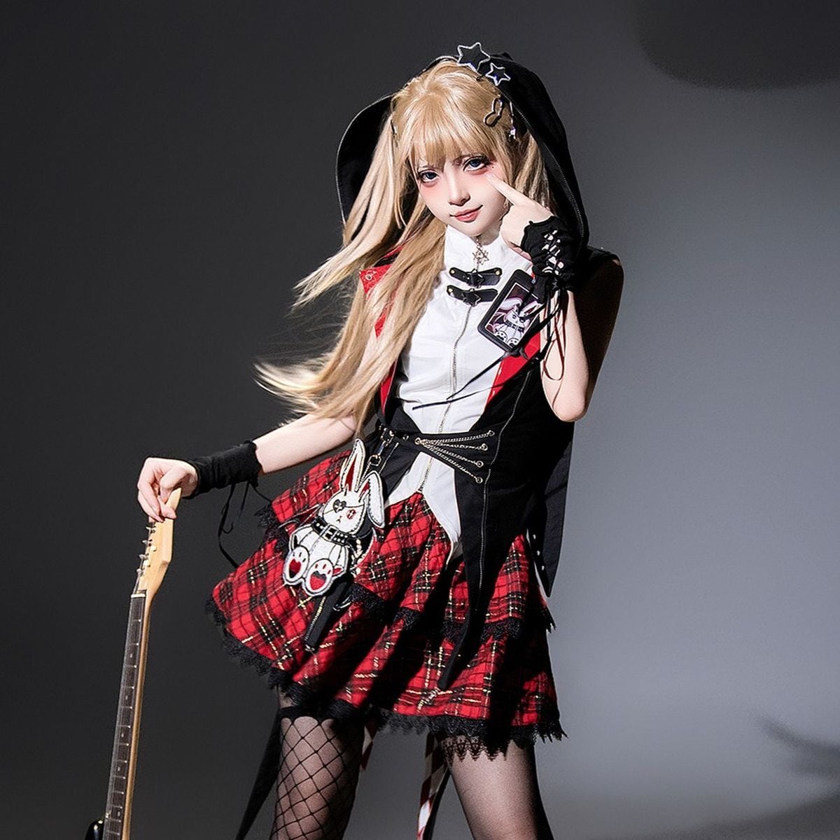 Whimsical Checkered Rabbit Set