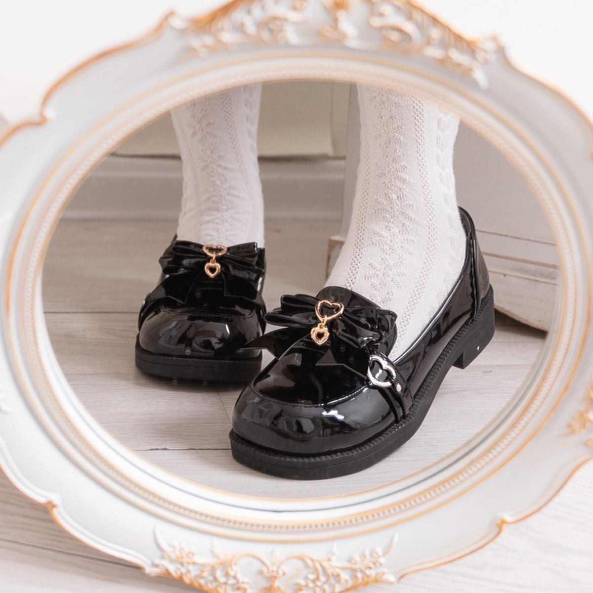 Flat Heart-Bow Dolly Shoes