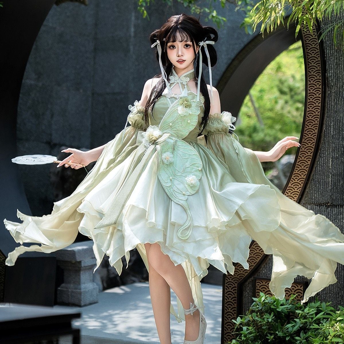 Butterfly Embroidered Chinese Dress Set