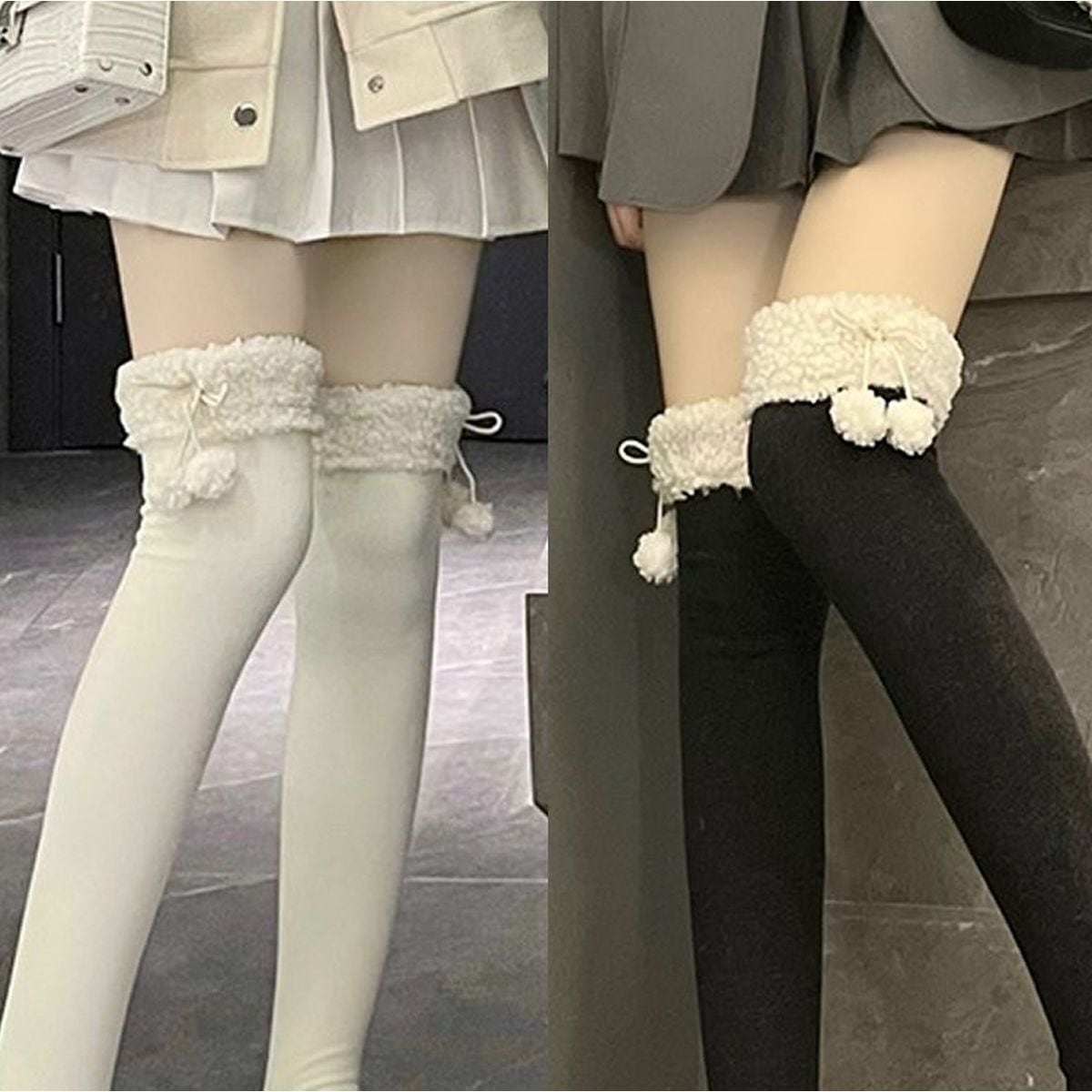 Fluffy Boa Over-the-Knee Socks