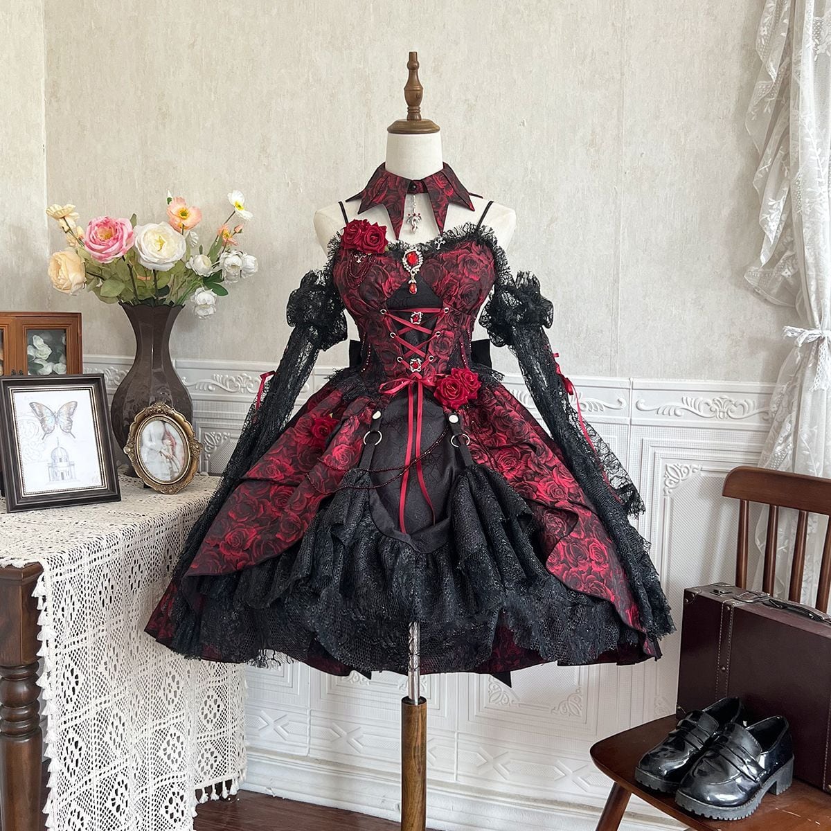 Mystical Gothic Rose Dress Set