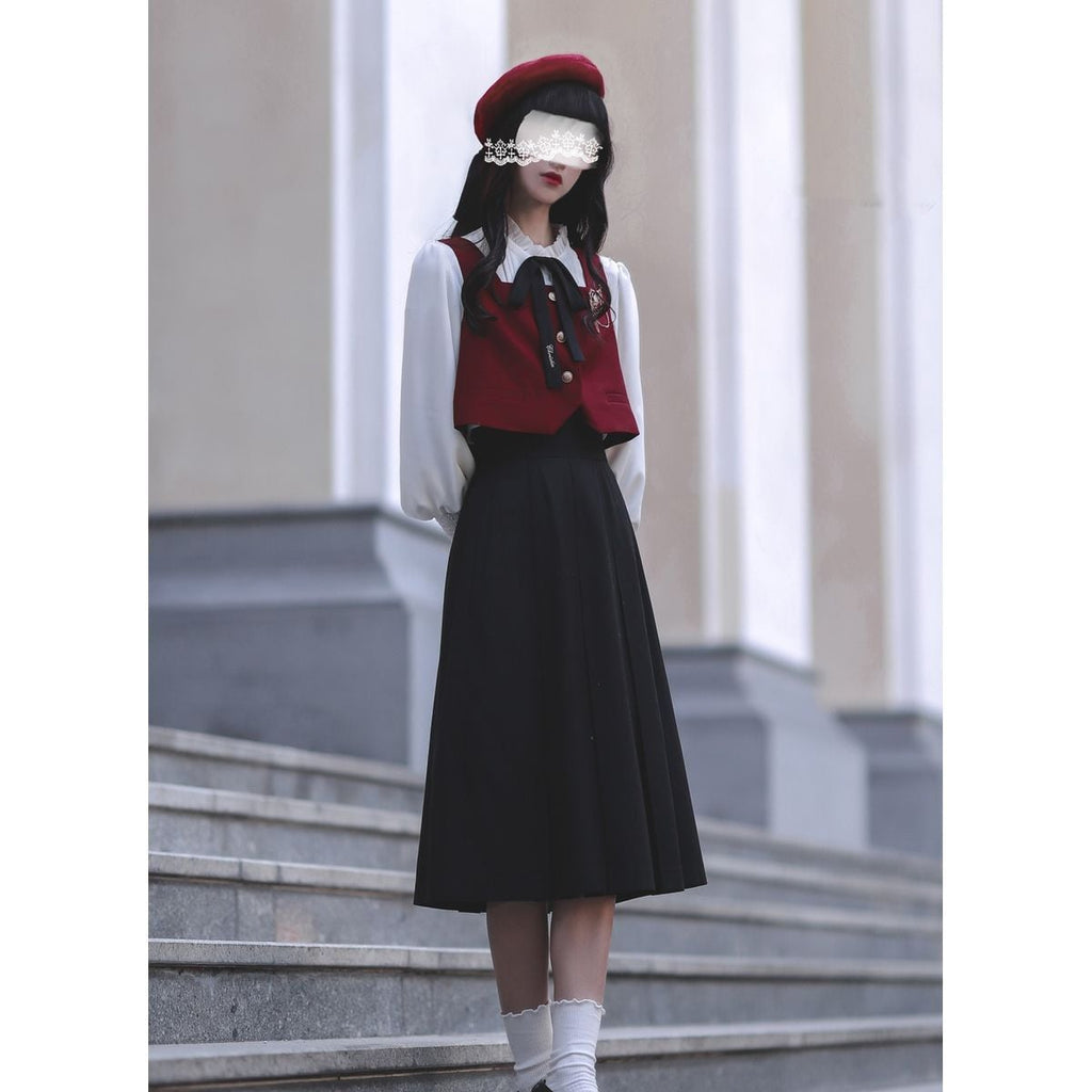 Elegant Long Skirt and Cape Ensemble