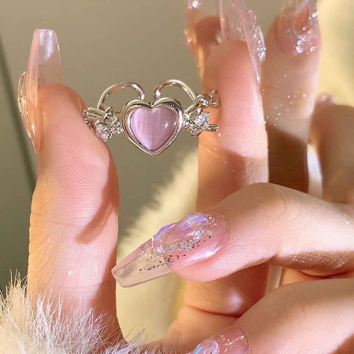 Kawaii Heart Charm Ring