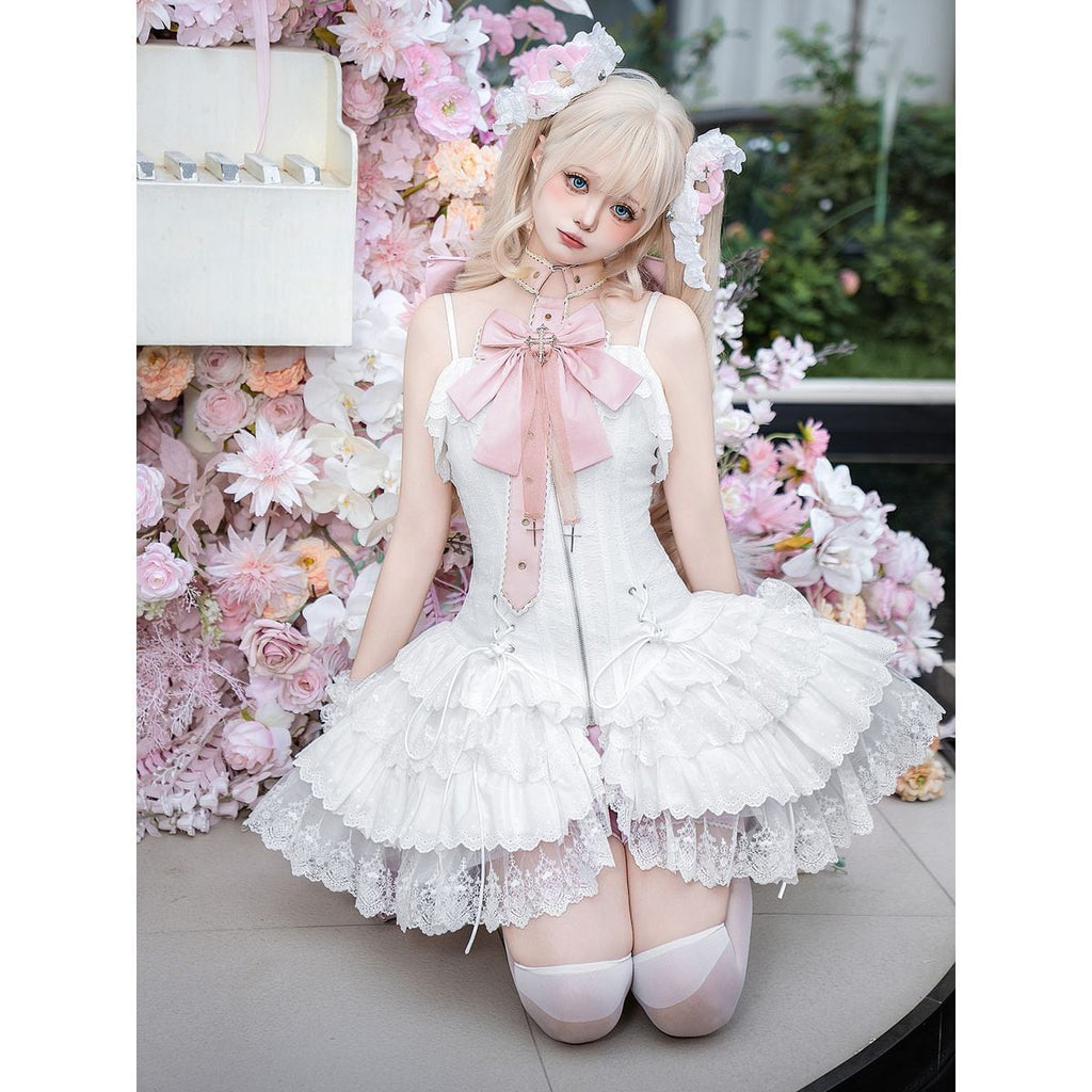 Magical Girl White Frill Dress Set