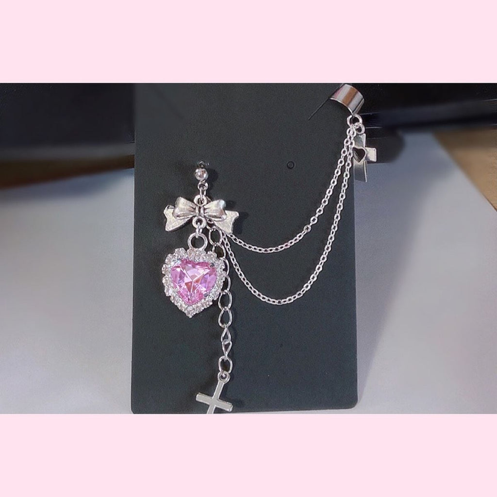 Jirai-kei Style Cross Chain Earrings