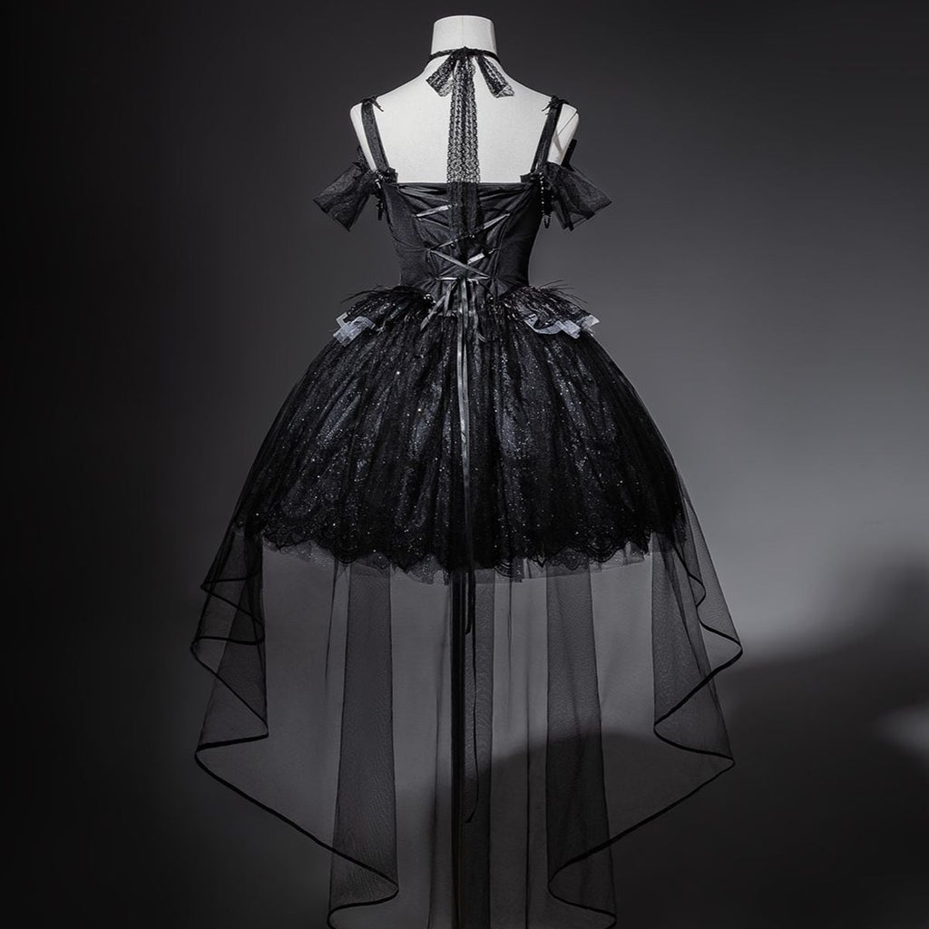 Elegant Gothic Lace Off-Shoulder Ensemble