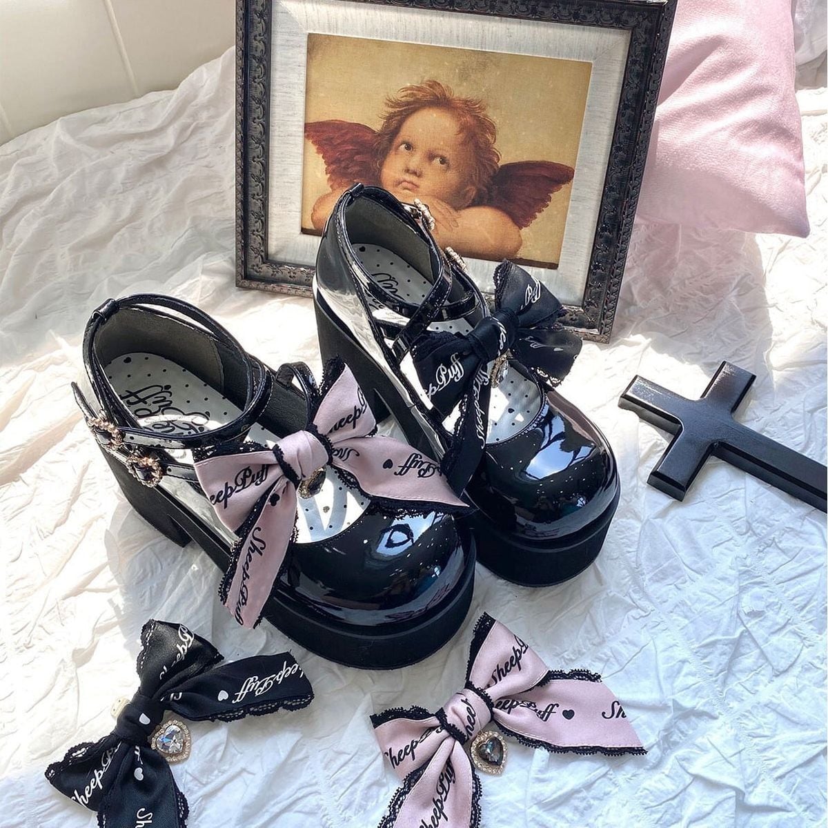 Jirai Kei Ribbon Platform Shoes