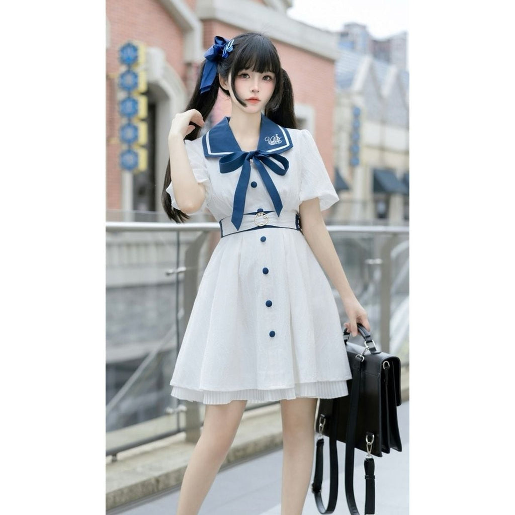 White Sailor Collar Dress