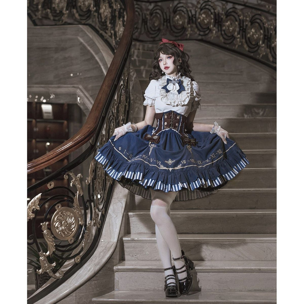 Steampunk Frilled Lace-Up Short Dress