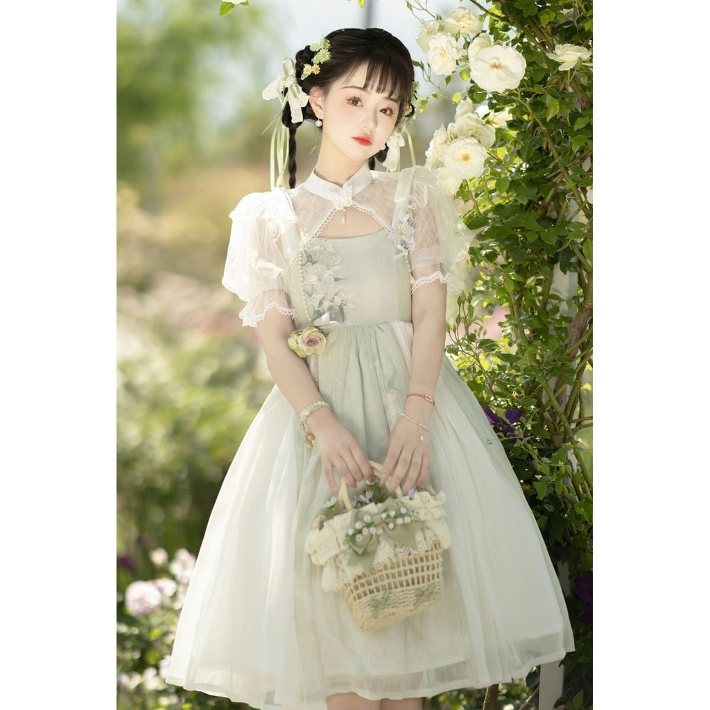 Charming Floral Lace Dress Ensemble