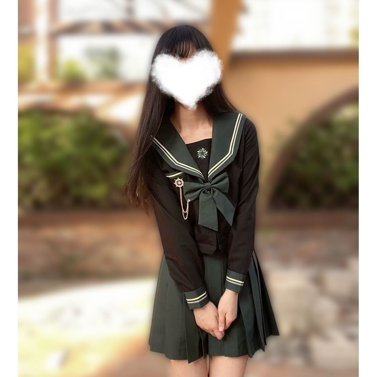 Green x Black School Uniform Ensemble