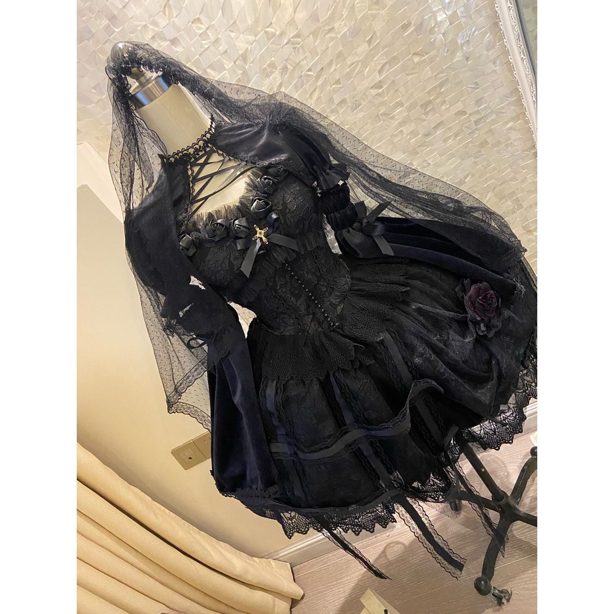 Elegant Gothic Witch Lace Dress