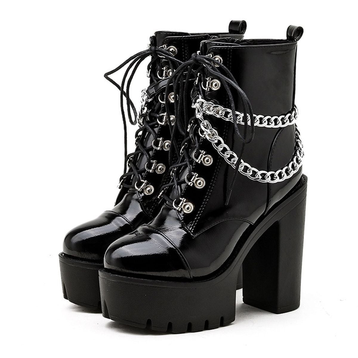 Short Boots with Chain Detail