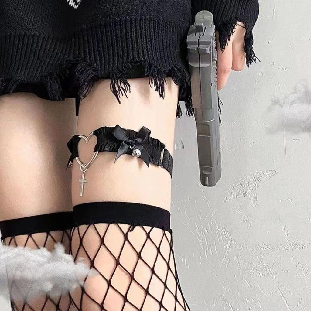 Heart Cross Garter Ring