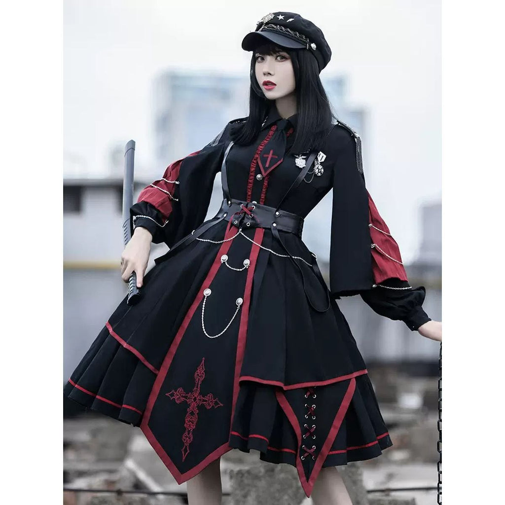 Cross Chain Military Lolita Dress