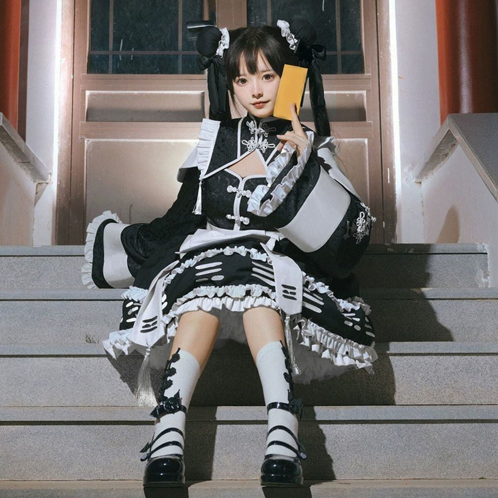Chinese-Inspired Lolita Dress Ensemble