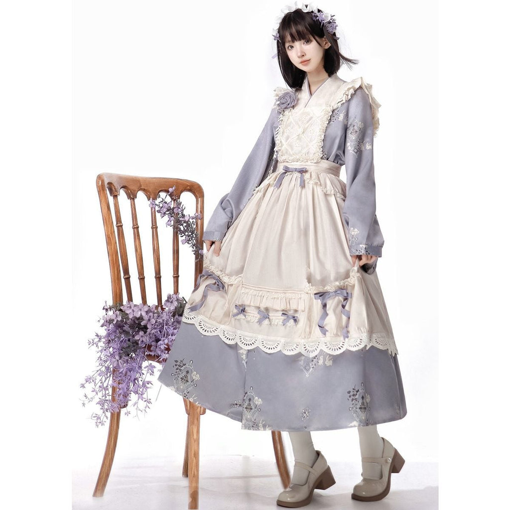 Lavender Retro-Style Apron Dress