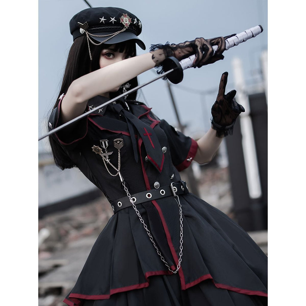 Asymmetrical Military Lolita Dress