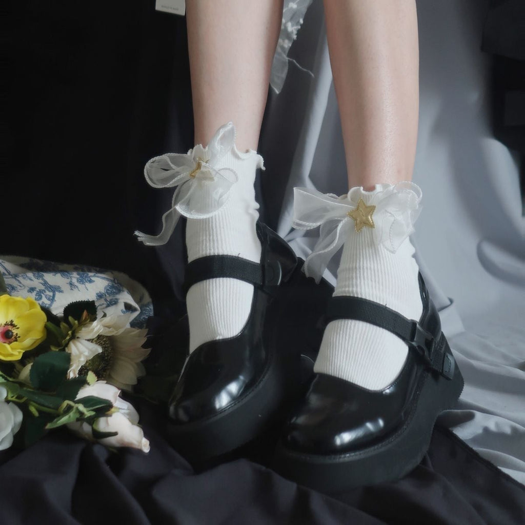 Frilled Star Pattern Ankle Socks