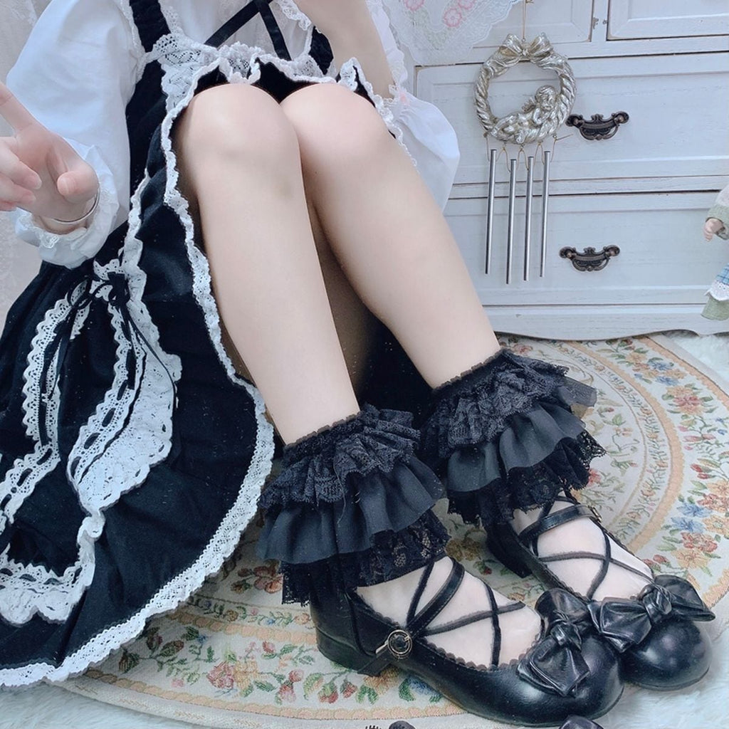 Elegant Black Frill Socks