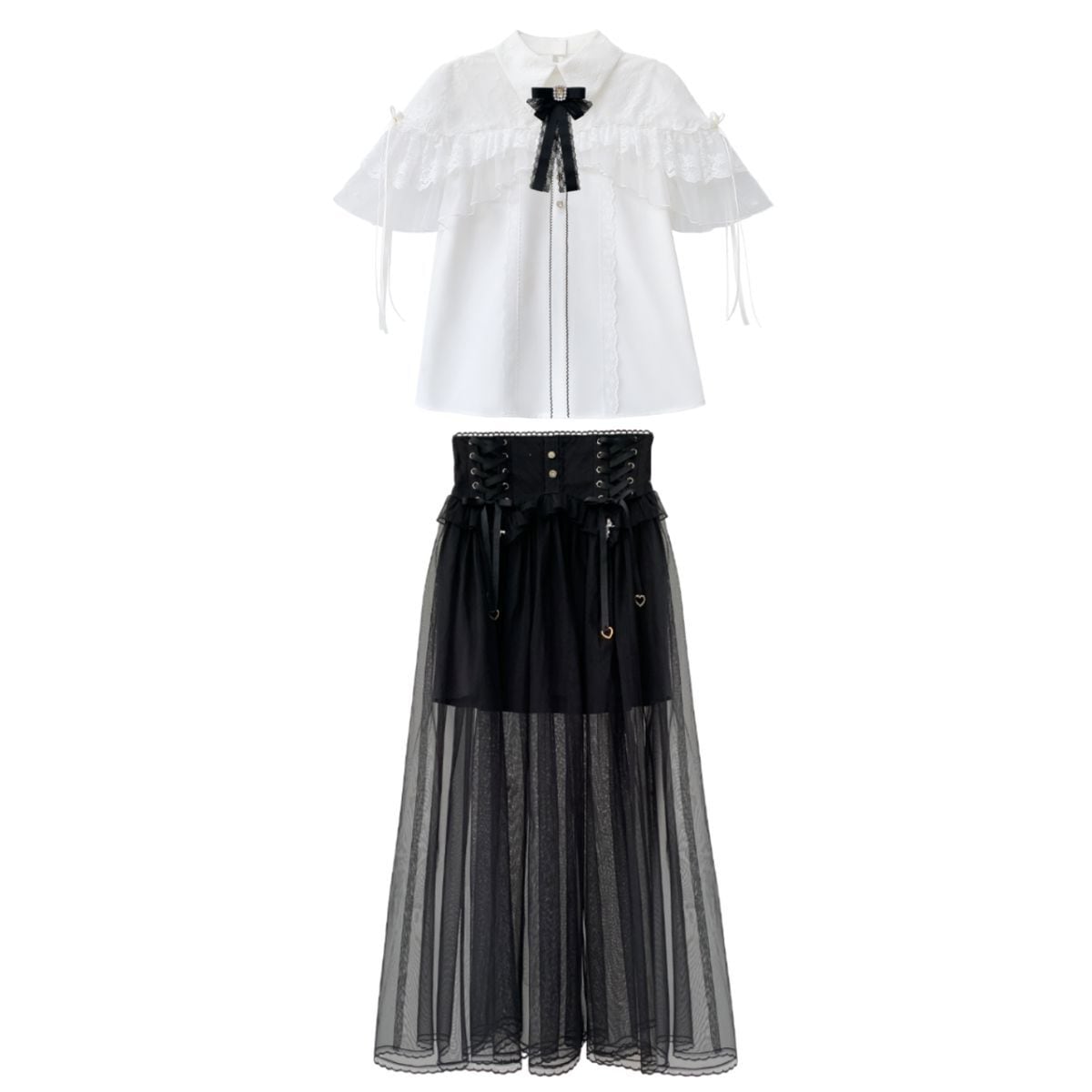Jirai-kei Black Sheer Skirt Outfit