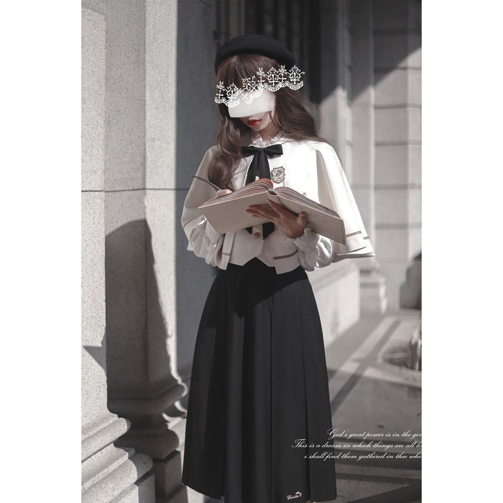 Elegant Long Skirt and Cape Ensemble