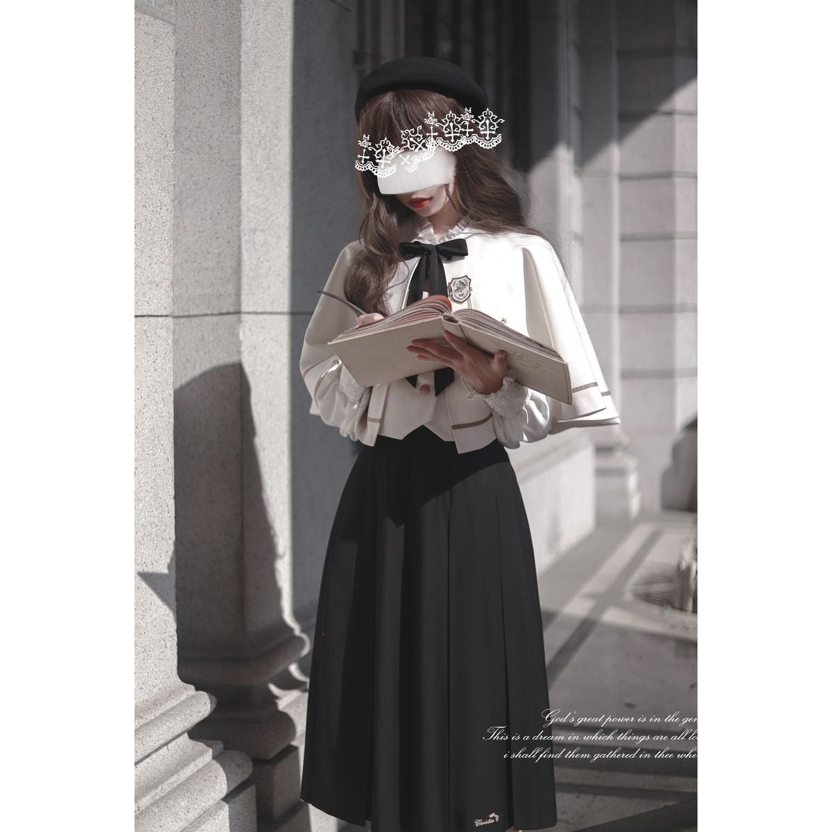 Elegant Long Skirt and Cape Ensemble