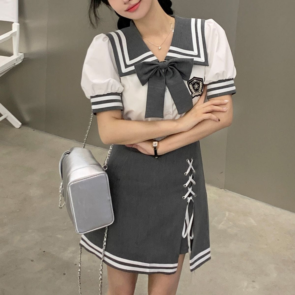 Sailor Collar Short Sleeve Set up