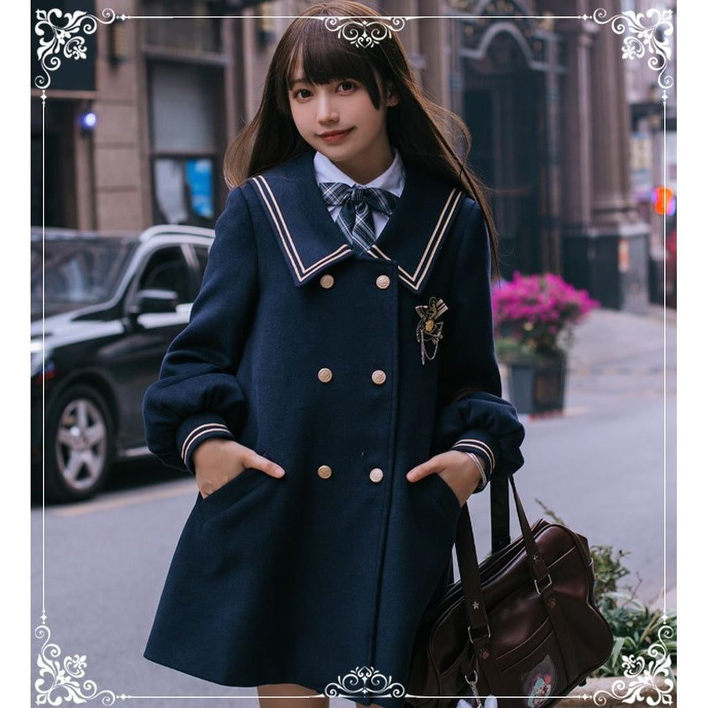 Sailor Collar Double-Breasted Coat