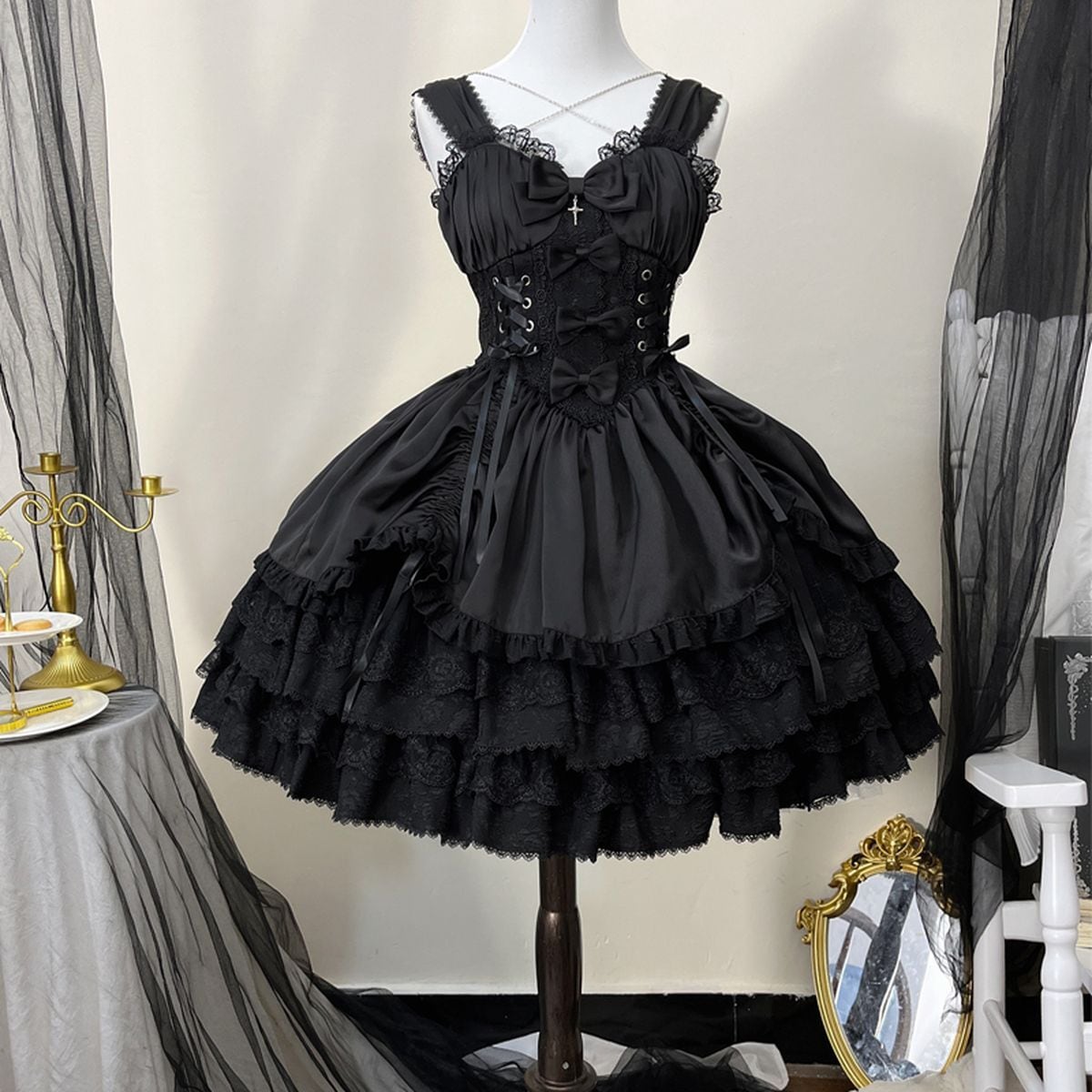 Gothic Corset Jumper Dress Set