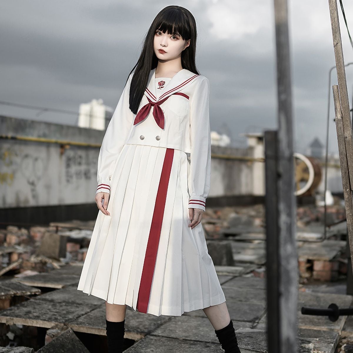 Red and White Sailor Uniform
