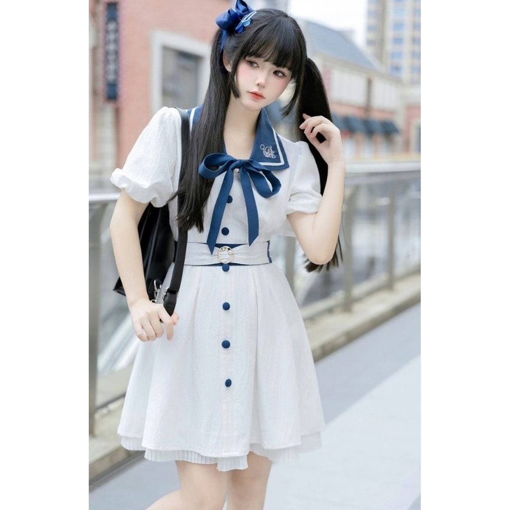 White Sailor Collar Dress