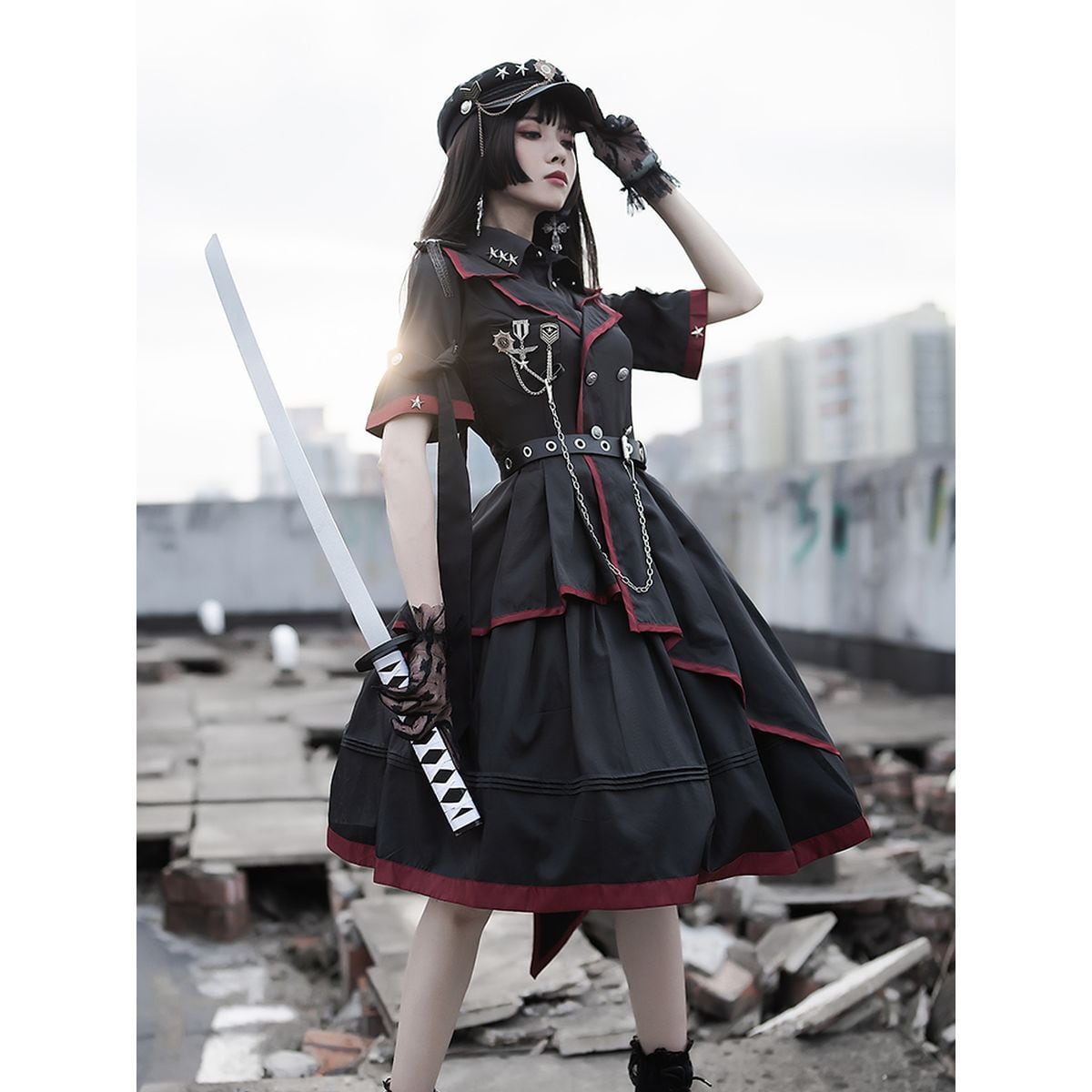 Asymmetrical Military Lolita Dress