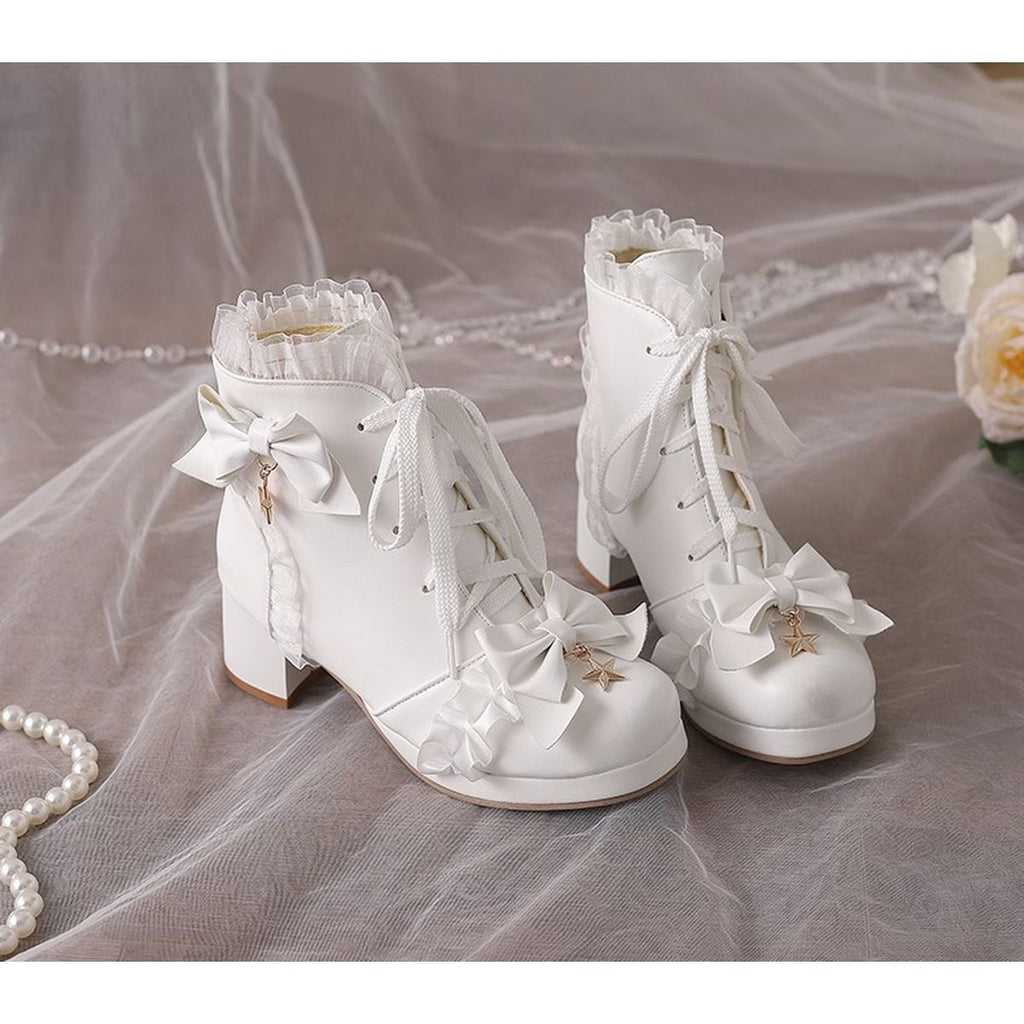 Star Strap Ruffle Ribbon Boots