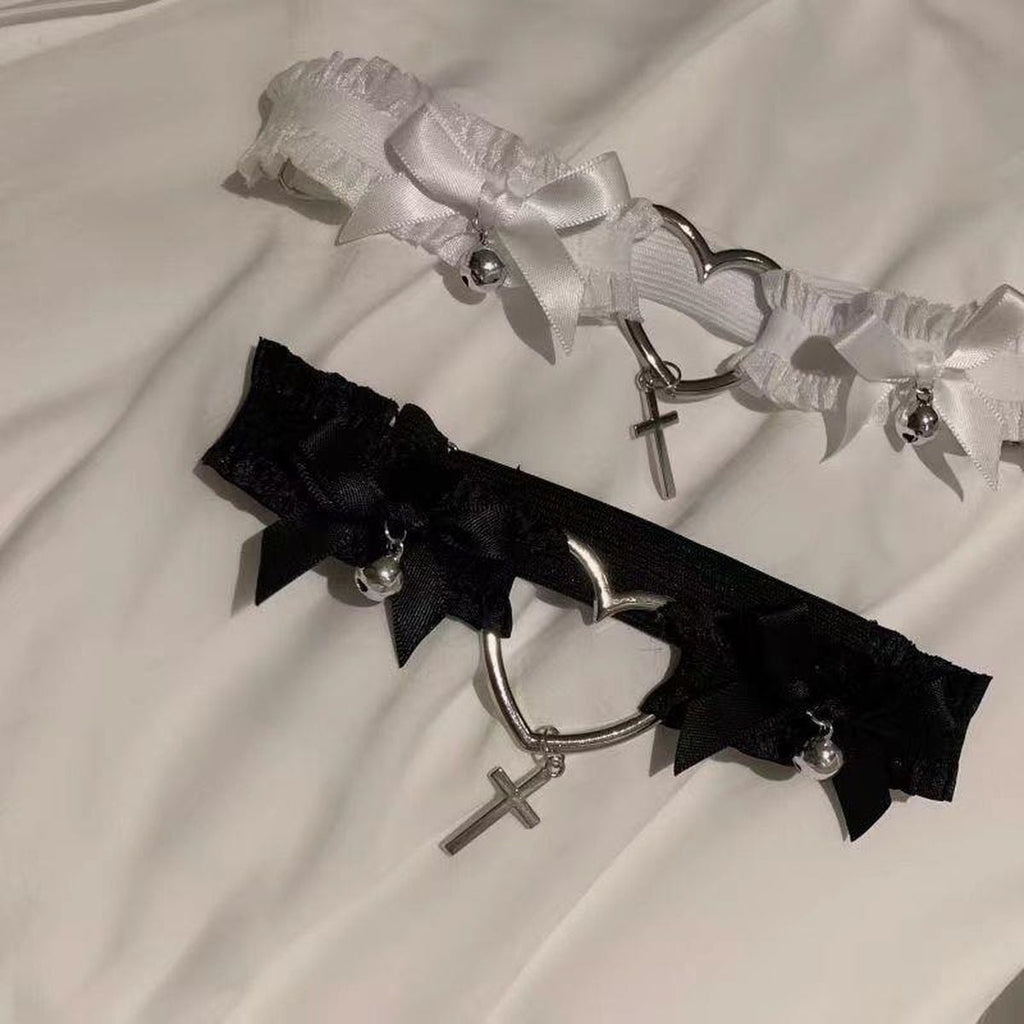 Heart Cross Garter Ring